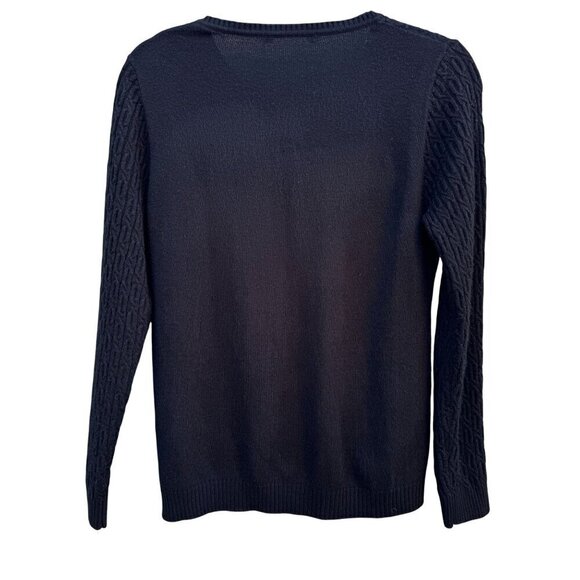 Express Vintage Y2K Womens Black Cable Knit Long Sleeve Button Henley Sweater S - Picture 7 of 9